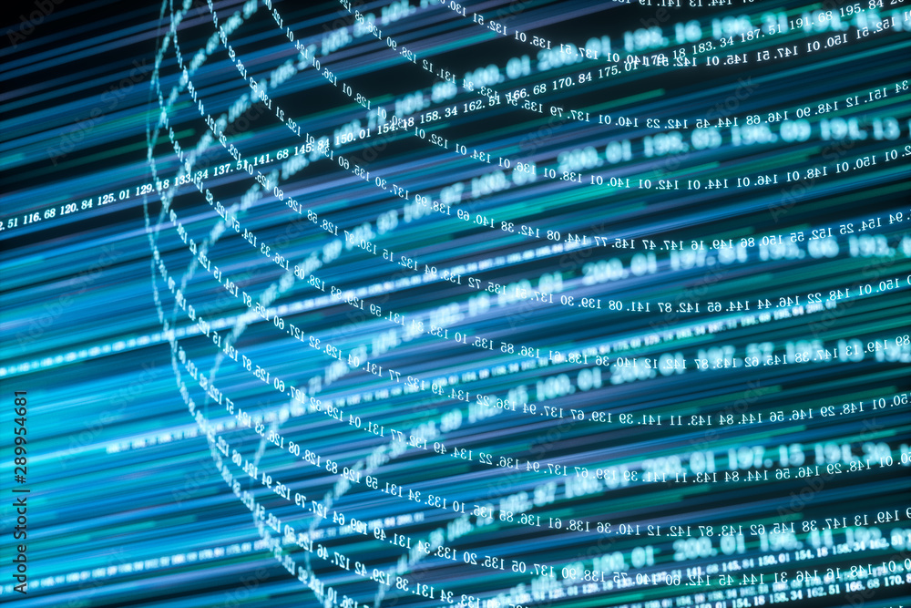 Poster digital lines made of numbers, globe big data background, 3d rendering