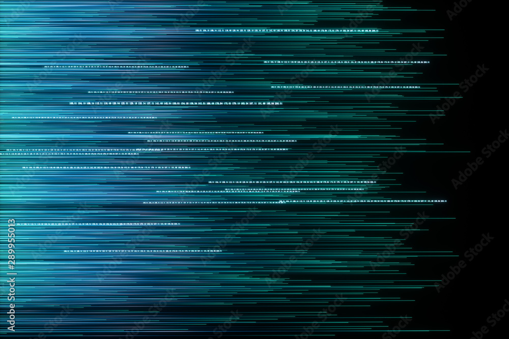 Poster digital lines made of numbers, globe big data background, 3d rendering