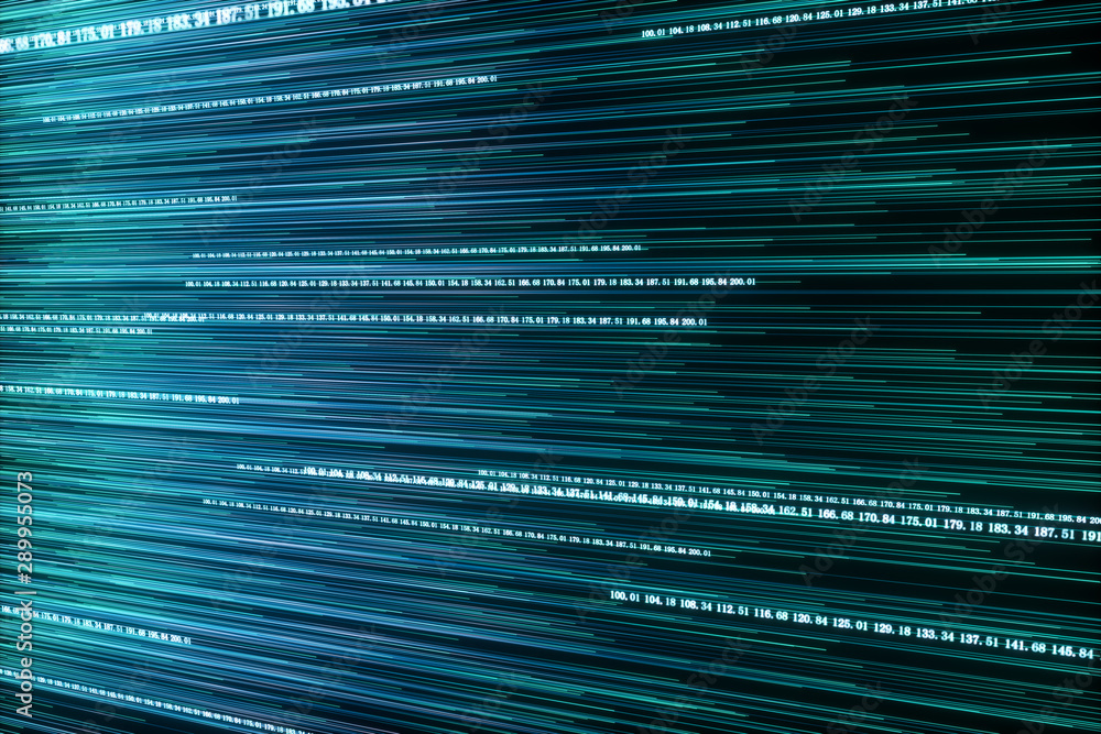 Poster digital lines made of numbers, globe big data background, 3d rendering