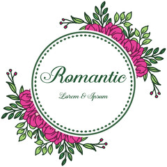 Beauty of pink floral frame for template of wedding card romantic. Vector