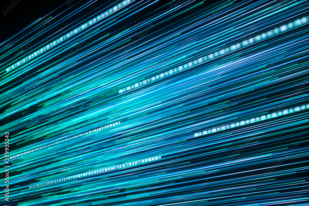 Poster digital lines made of numbers, globe big data background, 3d rendering