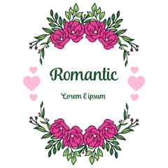 Beauty of pink floral frame for template of wedding card romantic. Vector