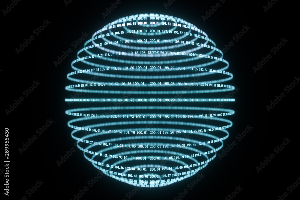 Poster digital lines made of numbers, globe big data background, 3d rendering