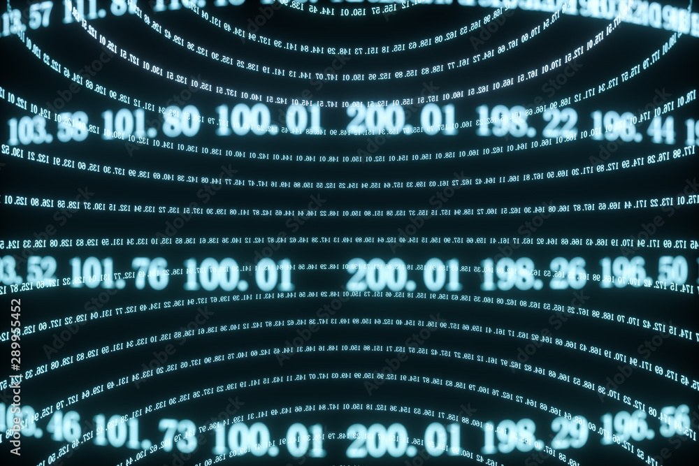 Poster digital lines made of numbers, globe big data background, 3d rendering