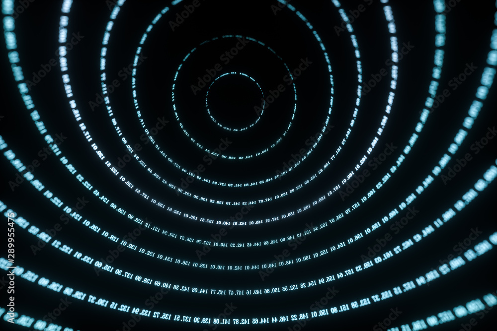 Aufkleber digital lines made of numbers, globe big data background, 3d rendering