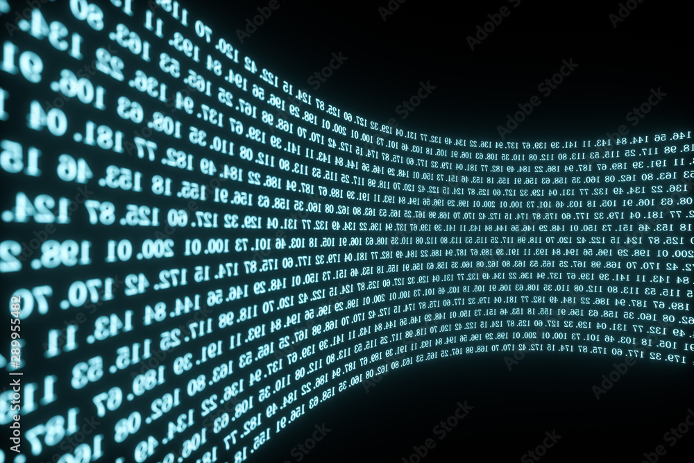 Poster digital lines made of numbers, globe big data background, 3d rendering