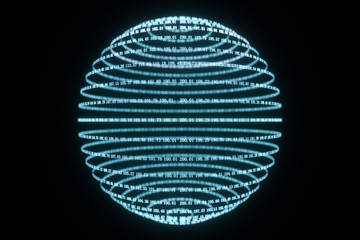 Digital lines made of numbers, globe big data background, 3d rendering