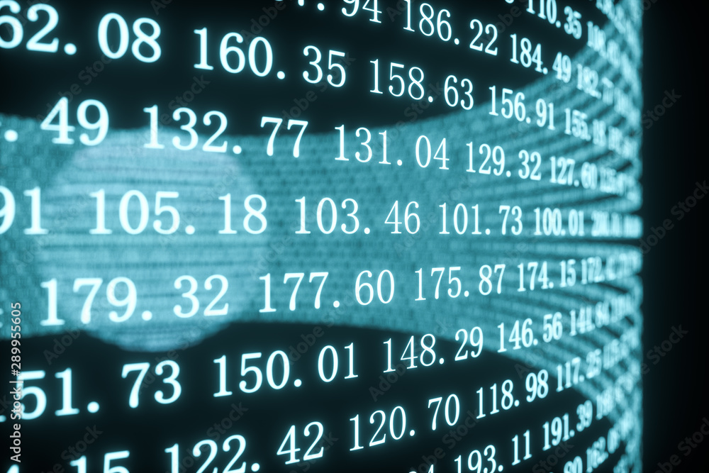 Poster digital lines made of numbers, globe big data background, 3d rendering