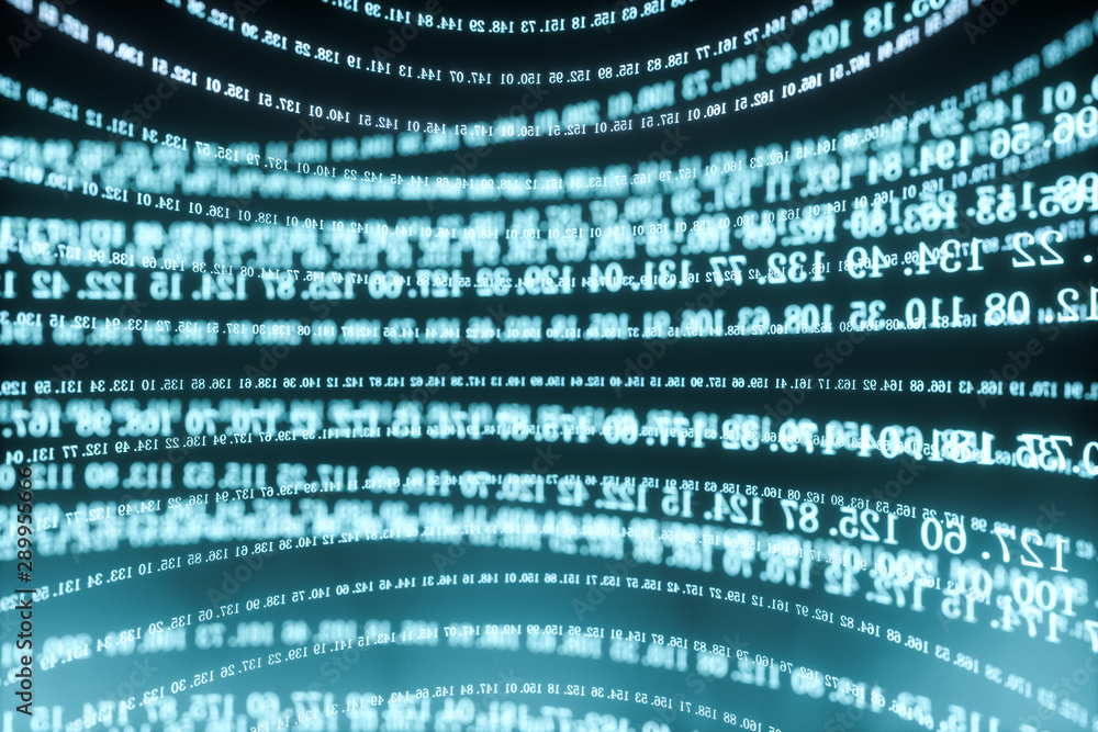 Poster digital lines made of numbers, globe big data background, 3d rendering