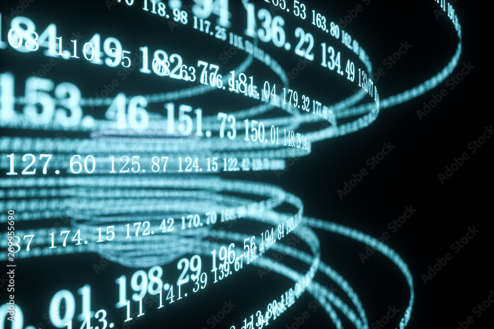 Poster digital lines made of numbers, globe big data background, 3d rendering