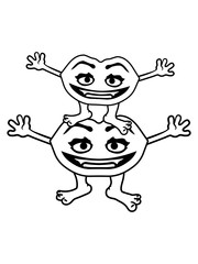 team 2 freunde paar kleines niedliches monster cartoon clipart gesicht vampir kopf augen mund scharfe zähne cool comic lachen grinsen lustig frau wimpern