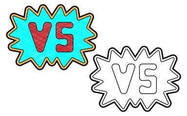 versus design vector with texture. black and white colors