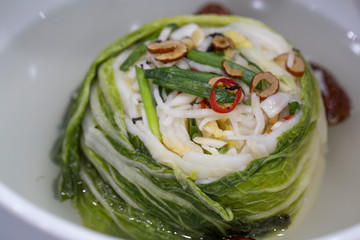 Korean Food Kimchi. Watery Kimchi. Fermented Vegetables