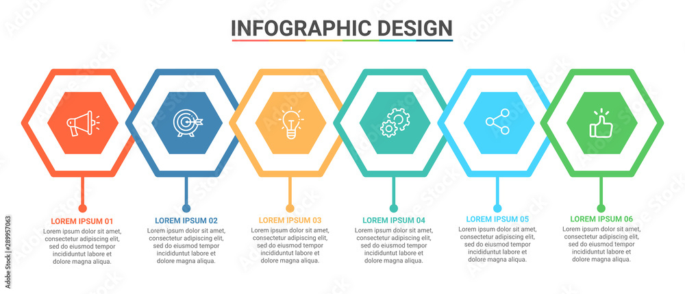 Poster infographic template hexagon design options and steps progress bussines vector