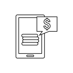 Smartphone, coin, dollar, online icon. Element of atm icon