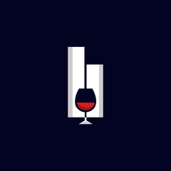 Wine Building Architecture Creative Abstract Icon Logo Design Template Element Vector Illustration