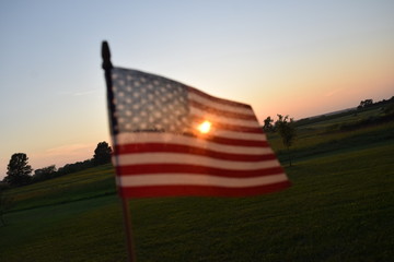 American Flag Sunset