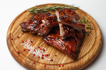 pork ribs on a wooden