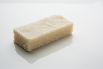 Coconut Burfi / Kopra  Pak/ Fresh Nariyal Fudge, selective focus