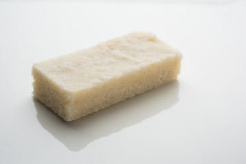 Coconut Burfi / Kopra  Pak/ Fresh Nariyal Fudge, selective focus