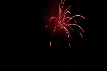 Colorful fireworks in night sky background