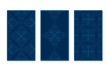 Back of Tarot card decorated with ornamental graphics and stars