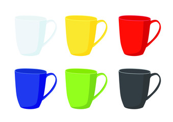 coffee cup Multi color on white background illustration vector and Many coffee cups Multi color White yellow red blue green black