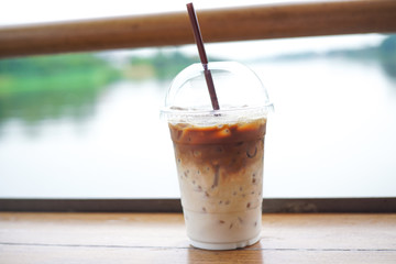 Coffee on River Background Holiday