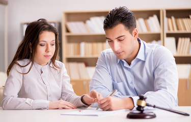 Young family in marriage divorce concept