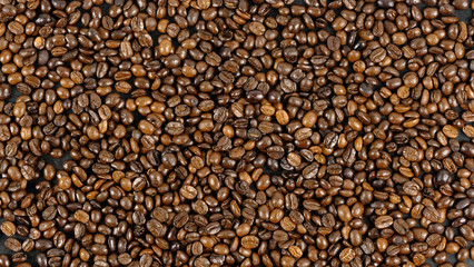 Roasted coffee beans background, Close Up mixture of different kinds of coffee beans.
