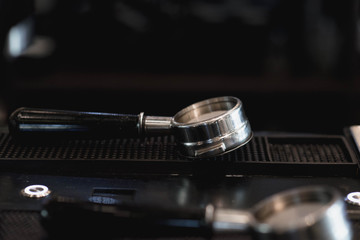 Close up of coffee filter holder.