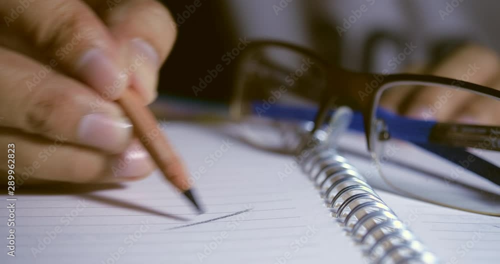 Poster close-up for hand pencil drawing in a notebook