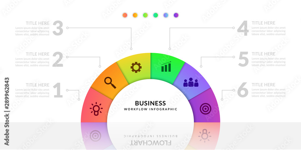 Poster business process infographic with multiple step segment, colorful cycle infographic