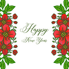 Fototapeta na wymiar Ornate of red wreath frame for calligraphic letter happy new year. Vector