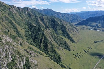 Naklejka premium nature in the mountains of the Altai Republic, summer month of August