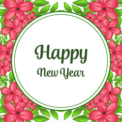 Element for greeting card happy new year, with wallpaper of beautiful leaf floral frame. Vector