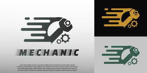 mechanic logo with wrench concept, illustration element-vector
