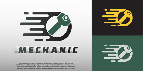 mechanic icon or logo with fast wrench concept