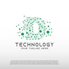 Technology logo with initial D letter, network icon -vector
