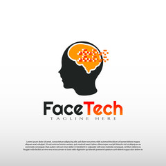 Technology logo with human face concept design, illustration element-vector