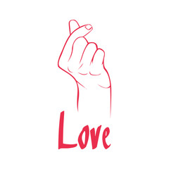 hand with love sign. korean love sign 