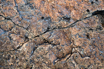 The texture of the stone overgrown with moss. Background image of a boulder