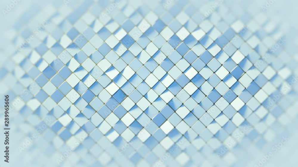Poster white rhomb mosaic surface. abstract motion background. 3d render seamless loop animation 4k uhd 384