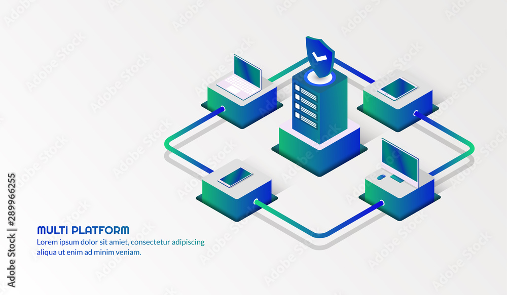 Aufkleber secure multiple platform communication, data center concept
