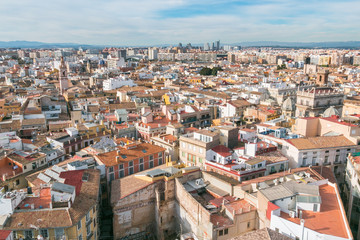Fototapeta na wymiar Cityscape of Valencia, Spain, view from the bell tower.