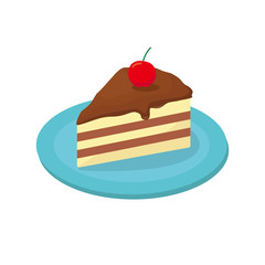 Slice of cake vector illustration isolated on white background. Cake clip art