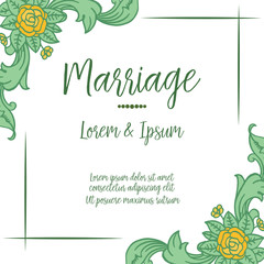 Various shape pattern of frame with feature green leafy flower, for card of marriage. Vector