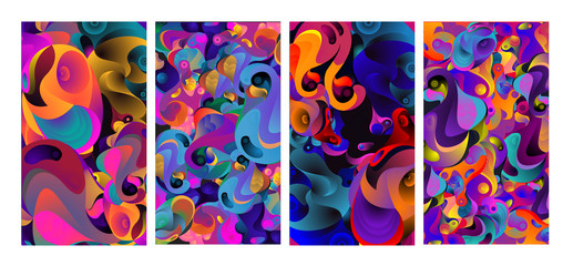 Vector Abstract Colorful Geometric and Curvy pattern background illustration. Set of Abstract Tribal Ethnic background for Cover, Poster, and print in Eps 10.