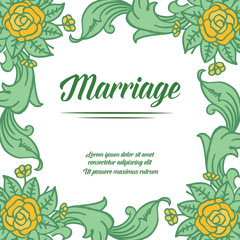 Various shape pattern of frame with feature green leafy flower, for card of marriage. Vector