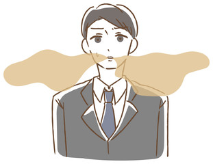 口臭くさい　男性　イラスト